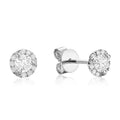 14k Gold Natural Diamond Halo Stud Earrings by Fine Color Jewels