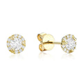 14k Gold Natural Diamond Halo Stud Earrings by Fine Color Jewels