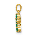 14k Gold Natural Emerald Diamond Cross Pendant by Fine Color Jewels