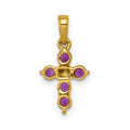 14k Gold Natural Ruby and Diamond Cross Pendant by Fine Color Jewels