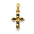 14k Gold Natural Sapphire Diamond Cross Pendant by Fine Color Jewels