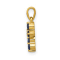 14k Gold Natural Sapphire Diamond Cross Pendant by Fine Color Jewels