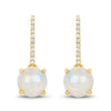 14K Gold Opal And Diamond Drop Earrings