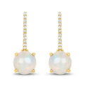 14K Gold Opal And Diamond Drop Earrings by Fine Color Jewels