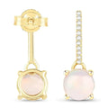 14K Gold Opal And Diamond Drop Earrings by Fine Color Jewels