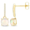14K Gold Opal And Diamond Drop Earrings by Fine Color Jewels