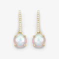 14K Gold Opal And Diamond Drop Earrings by Fine Color Jewels