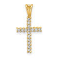 14K Gold Pave Diamond Cross Pendant by Fine Color Jewels
