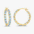 14k Gold Plated Blue Topaz Hoop Earrings by Fine Color Jewels