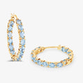 14k Gold Plated Blue Topaz Hoop Earrings by Fine Color Jewels
