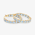 14k Gold Plated Blue Topaz Hoop Earrings by Fine Color Jewels