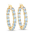14k Gold Plated Blue Topaz Hoop Earrings by Fine Color Jewels