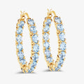 14k Gold Plated Blue Topaz Hoop Earrings by Fine Color Jewels