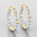 14k Gold Plated Blue Topaz Hoop Earrings by Fine Color Jewels