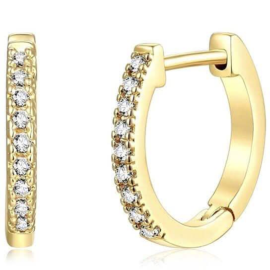 14K Gold Plated Cubic Zirconia Cuff Huggie Earrings by DailySale