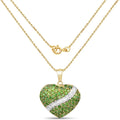 14K Gold Plated Genuine Chrome Diopside Heart Pendant With Chain by Fine Color Jewels