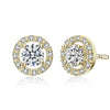 14K Gold Plated Halo CZ Stud Earring