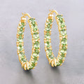 14k Gold Plated Peridot Hoop Earrings by Fine Color Jewels