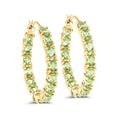 14k Gold Plated Peridot Hoop Earrings by Fine Color Jewels