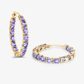 14k Gold Plated Tanzanite Hoop Earrings by Fine Color Jewels