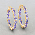 14k Gold Plated Tanzanite Hoop Earrings by Fine Color Jewels