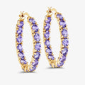 14k Gold Plated Tanzanite Hoop Earrings by Fine Color Jewels