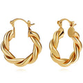 14K Gold Plated Twisted Gold Chunky Hoop Earrings by DailySale