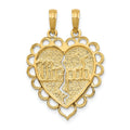 14k Gold Reversible MIZPAH Breakable Heart Pendant by Fine Color Jewels