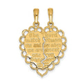 14k Gold Reversible MIZPAH Breakable Heart Pendant by Fine Color Jewels