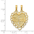 14k Gold Reversible MIZPAH Breakable Heart Pendant by Fine Color Jewels