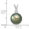 14k Gold Round Black Tahitian Pearl Diamond Pendant by Fine Color Jewels