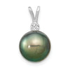 14k Gold Round Black Tahitian Pearl Diamond Pendant