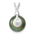 14k Gold Round Black Tahitian Pearl Diamond Pendant by Fine Color Jewels