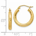 14k Gold Satin and Diamond-cut Round Hoop Earrings by Fine Color Jewels