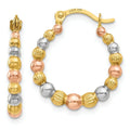 14K Gold Shrimp Beaded Hoop Earrings by Fine Color Jewels