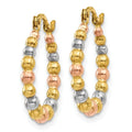 14K Gold Shrimp Beaded Hoop Earrings by Fine Color Jewels