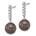 14k Gold Tahitian Black Pearl Diamond Drop Earrings by Fine Color Jewels