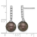 14k Gold Tahitian Black Pearl Diamond Drop Earrings by Fine Color Jewels