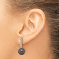 14k Gold Tahitian Black Pearl Diamond Drop Earrings by Fine Color Jewels