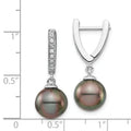 14k Gold Tahitian Pearl and Diamond Dangle Earrings by Fine Color Jewels