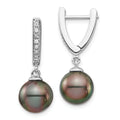 14k Gold Tahitian Pearl and Diamond Dangle Earrings by Fine Color Jewels