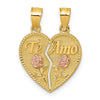 14k Gold TE AMO And Roses Break-Apart Heart Pendant