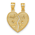 14k Gold TE AMO And Roses Break-Apart Heart Pendant by Fine Color Jewels