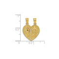 14k Gold Te Amo Crucifix Break-apart Heart Pendant by Fine Color Jewels