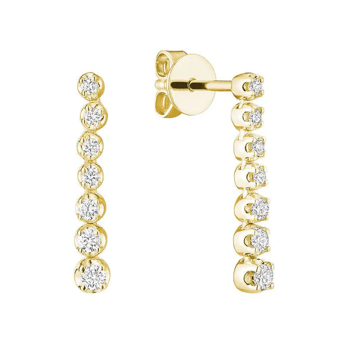 14k Gold Tennis Diamond Dangle Earrings by Fine Color Jewels