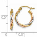 14k Gold Tri-Color Hoop Earrings by Fine Color Jewels