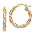 14K Gold Twisted Colored Hoop Earrings by Fine Color Jewels