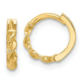 14K Gold Twisted Hinged Hoop Earrings by Fine Color Jewels