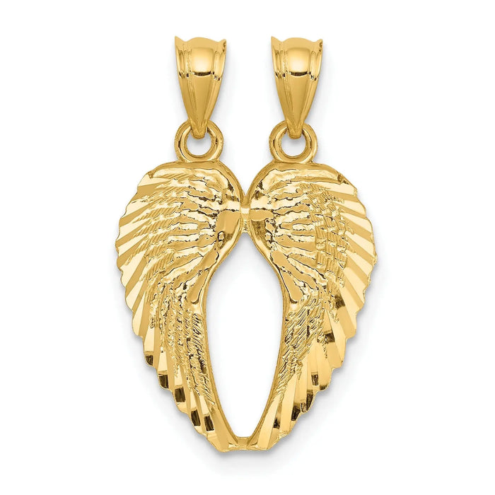 14k Gold Two-Piece Break-Apart Wings Pendant by Fine Color Jewels