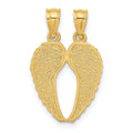 14k Gold Two-Piece Break-Apart Wings Pendant by Fine Color Jewels